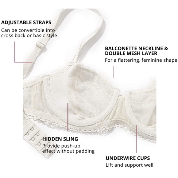 🆕 Sexy Lace Bra Underwire Balconette Unlined Demi Sheer Plus Size - Picture 3 of 3